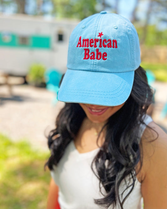 American Babe Blue Distressed Cap