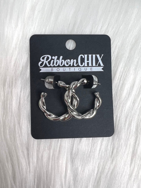 You Are So Twisted Silver Hoops