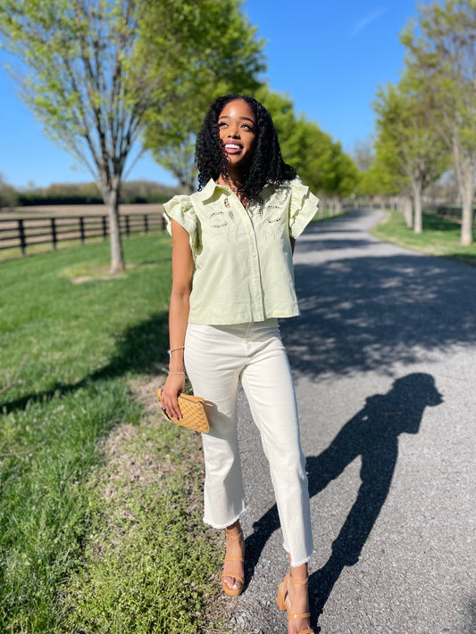 Sweetheart Stitch Green Top