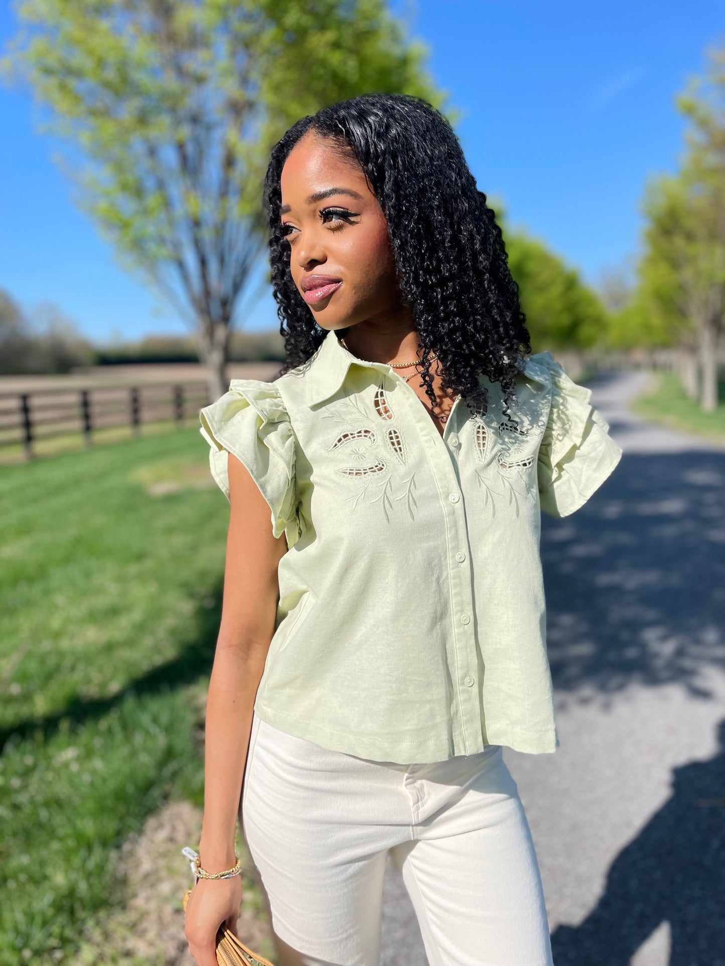 Sweetheart Stitch Green Top