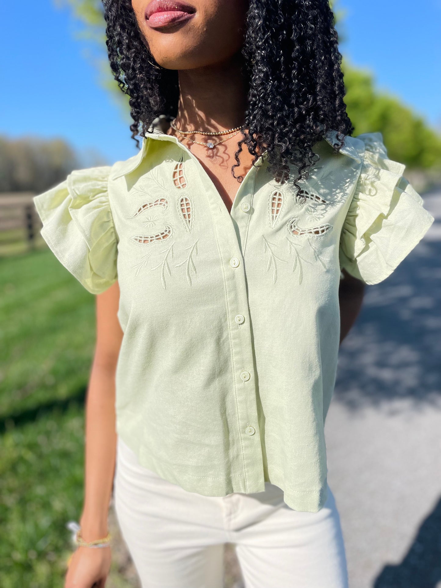 Sweetheart Stitch Green Top