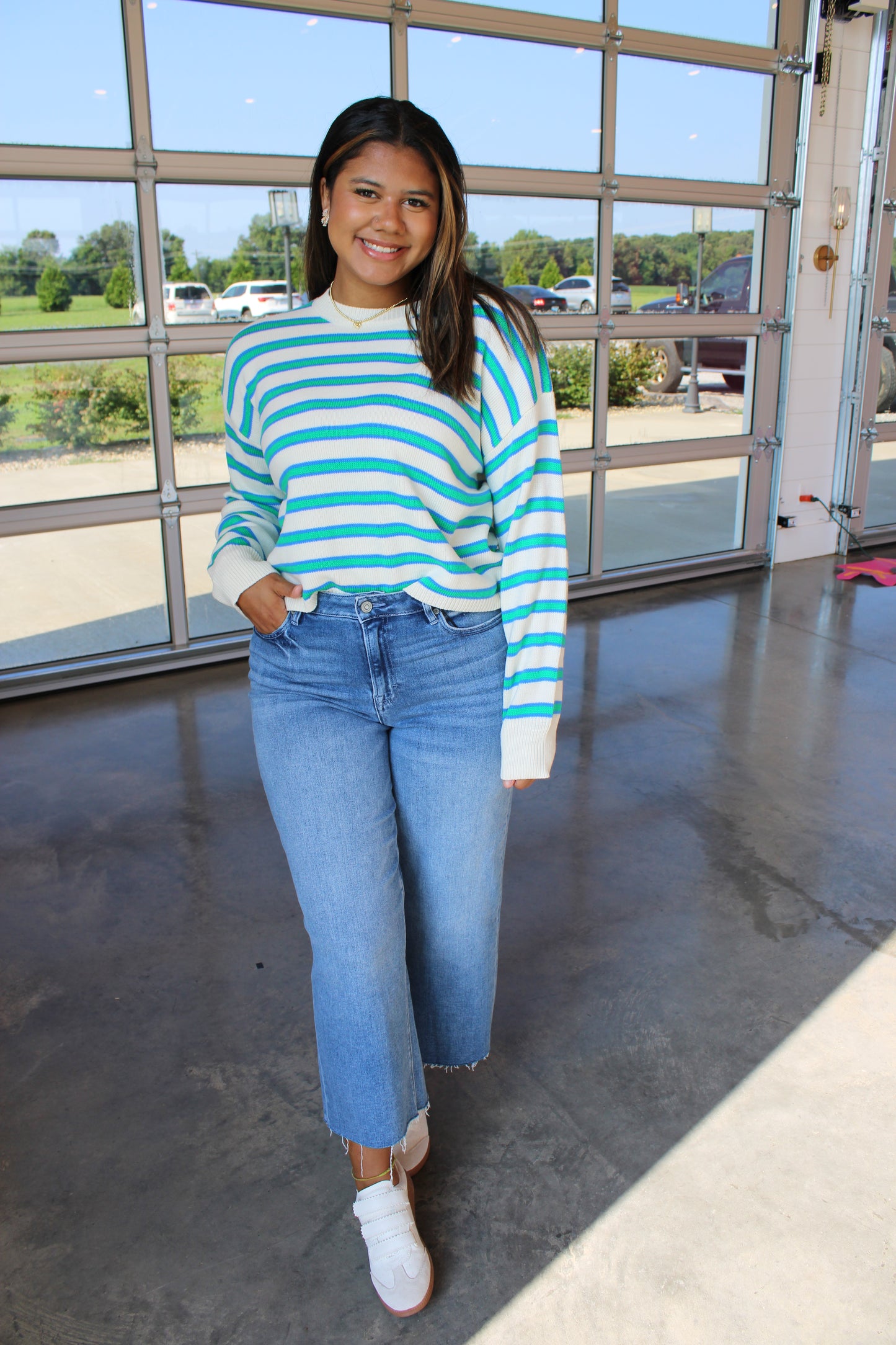 In Harmony Blue/Green Sweater Top