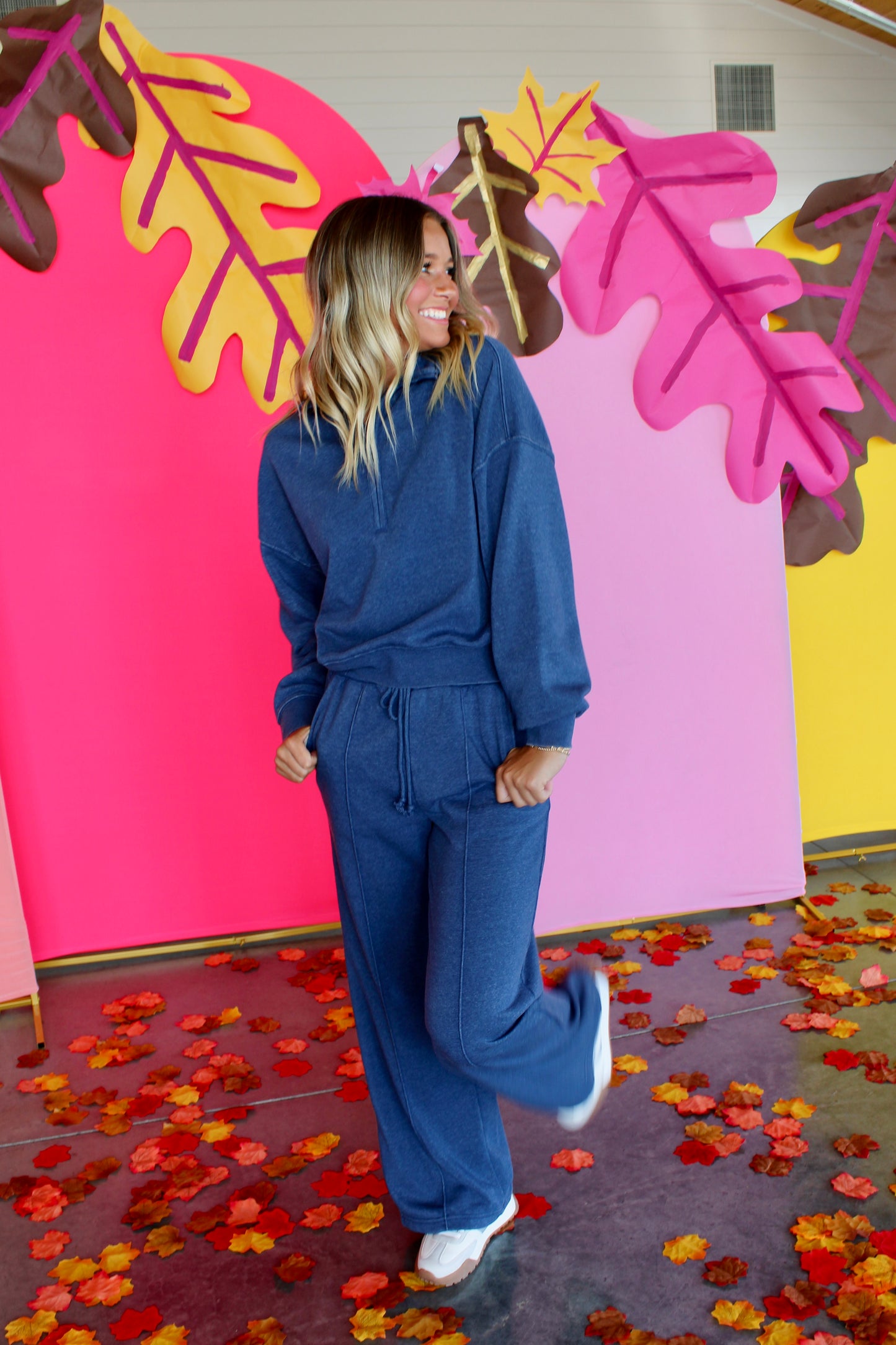 There For It Dusty Navy Half Zip Sweatshirt