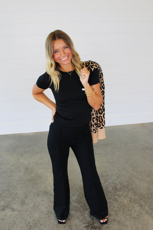 Smoothing Jersey Black Crewneck Tee