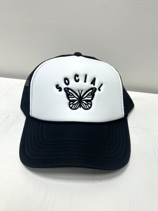 Social Butterfly Black/White Cap