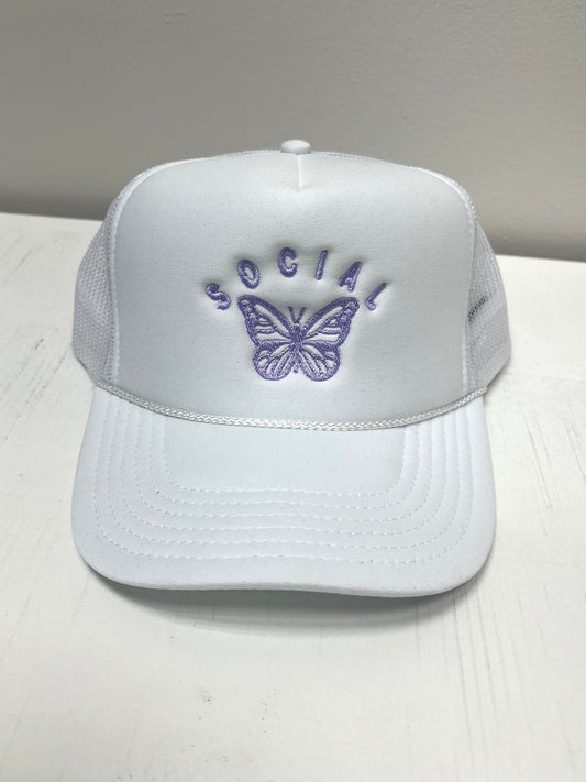 Social Butterfly White Cap