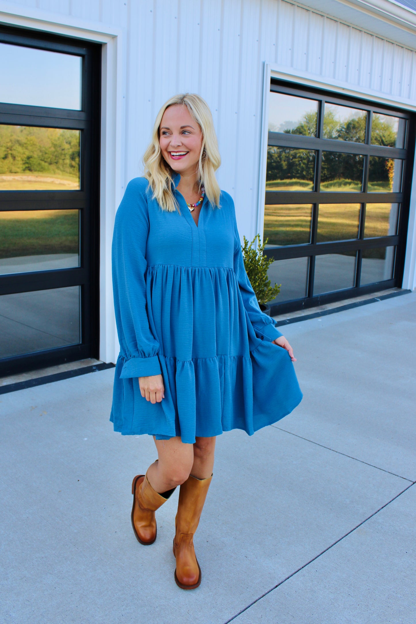 Open Season Dusty Blue Dress