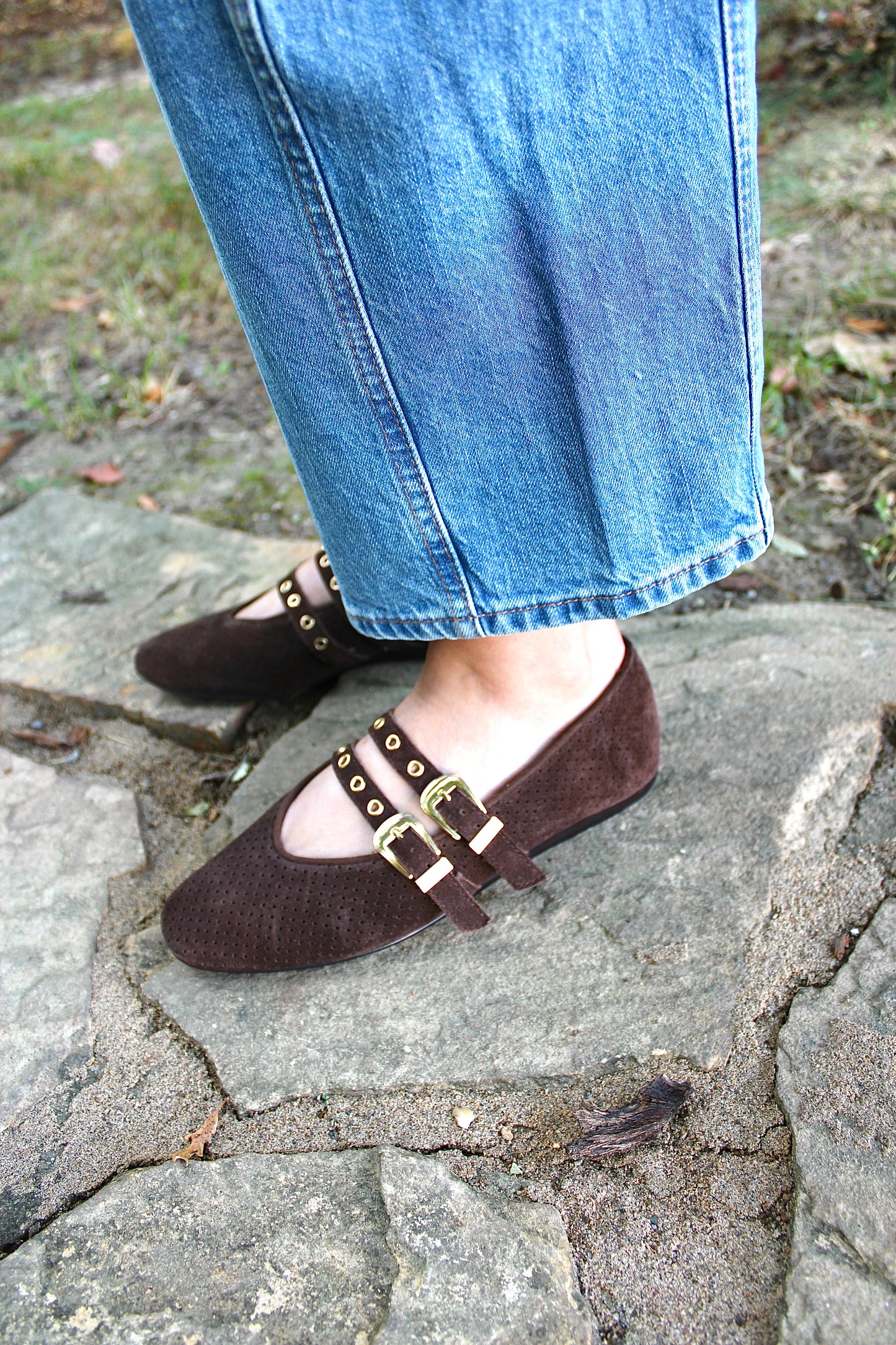 Baylee Grommet Brown Ballet Flats