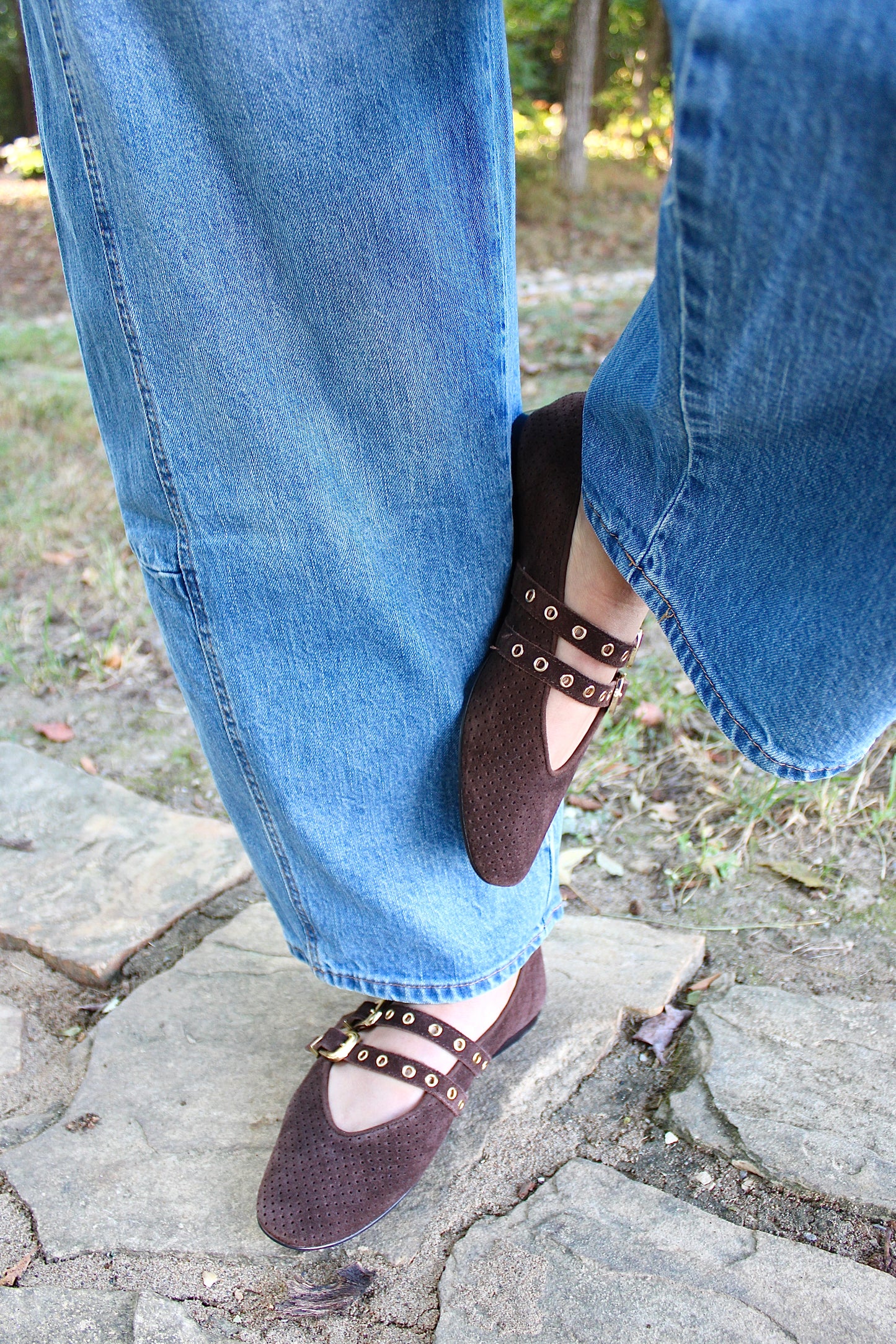 Baylee Grommet Brown Ballet Flats