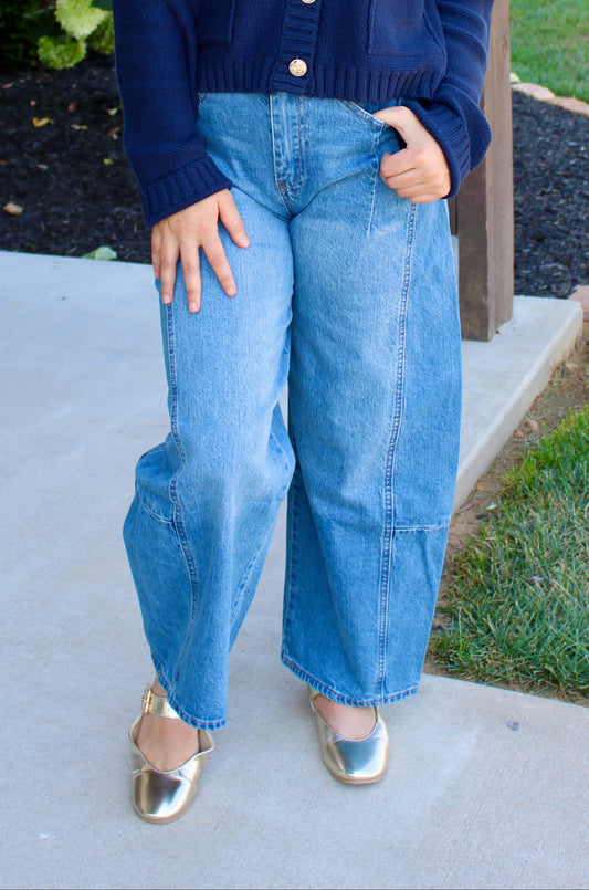 Julie High Rise Barrel Crop Denim