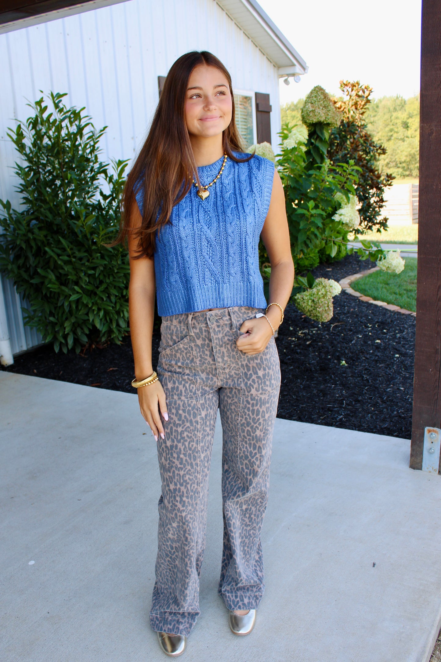 Happi Cheetah Wide Flare Denim