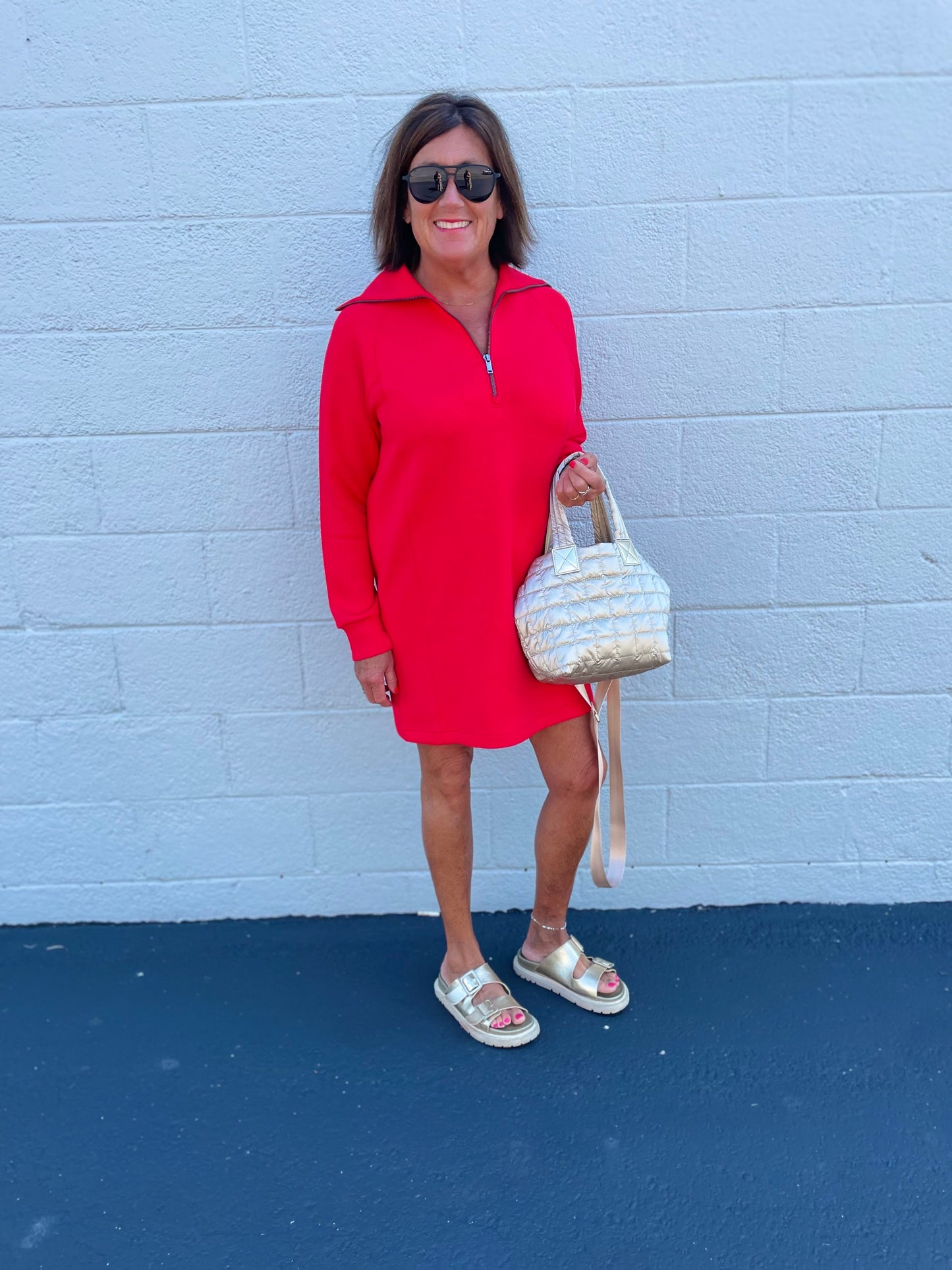 AirEssentials Half Zip Red Dress