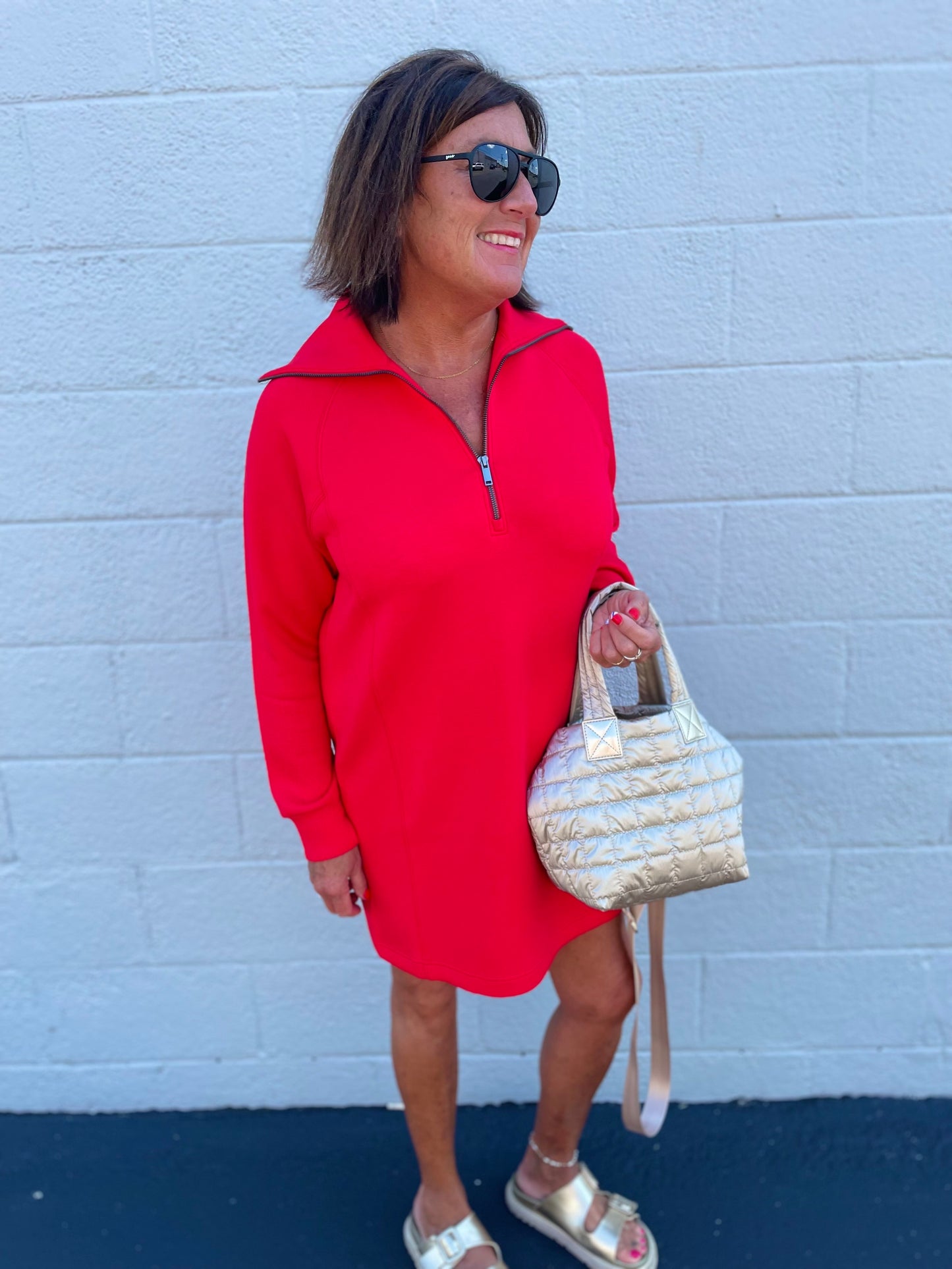 AirEssentials Half Zip Red Dress