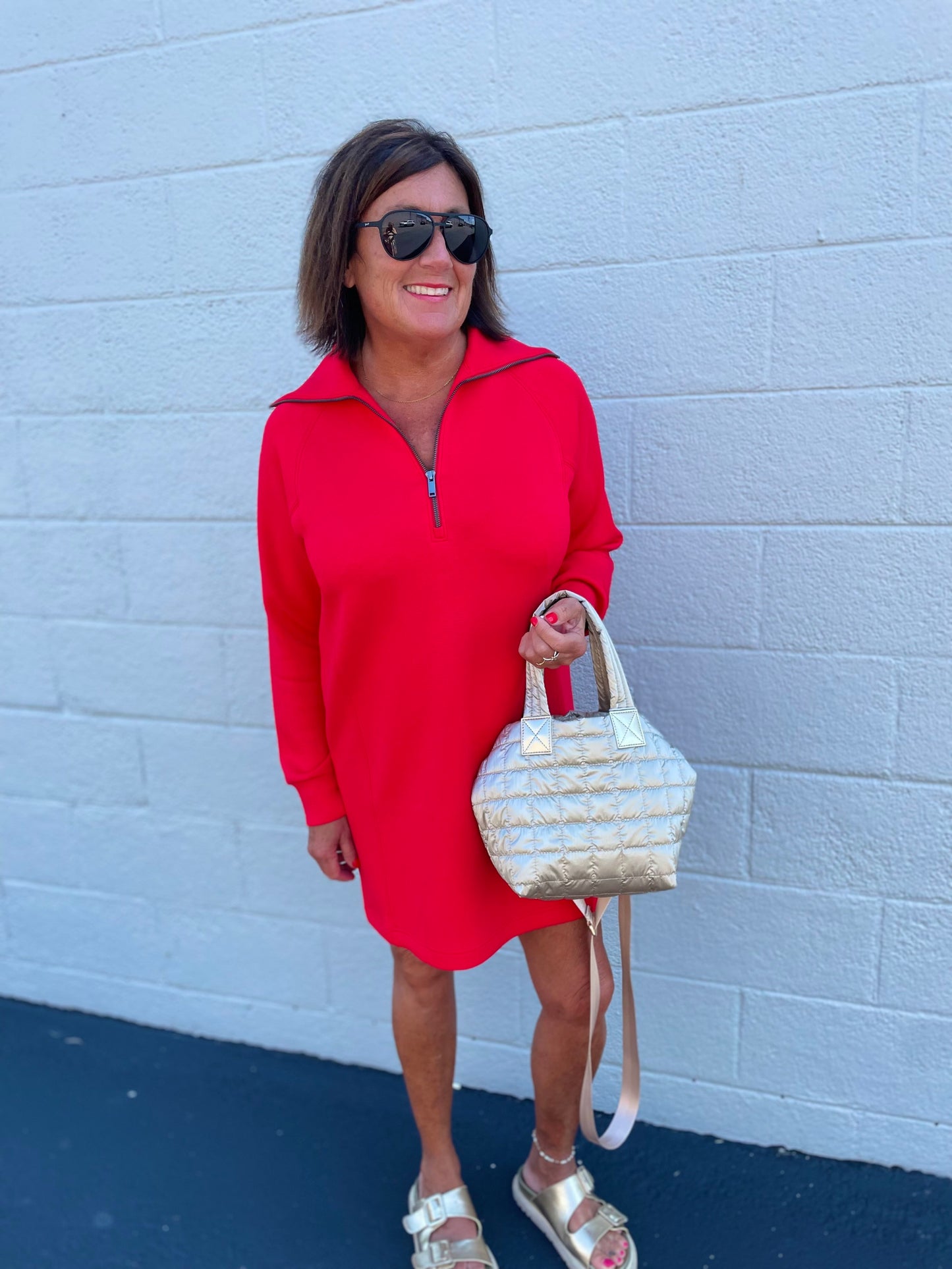 AirEssentials Half Zip Red Dress