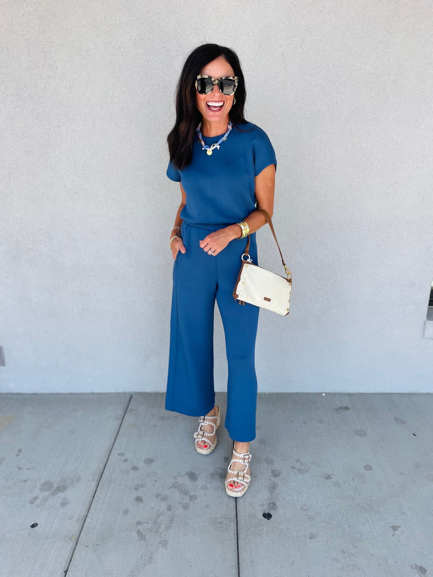 AirEssentials Cinched Faded Indigo Jumpsuit