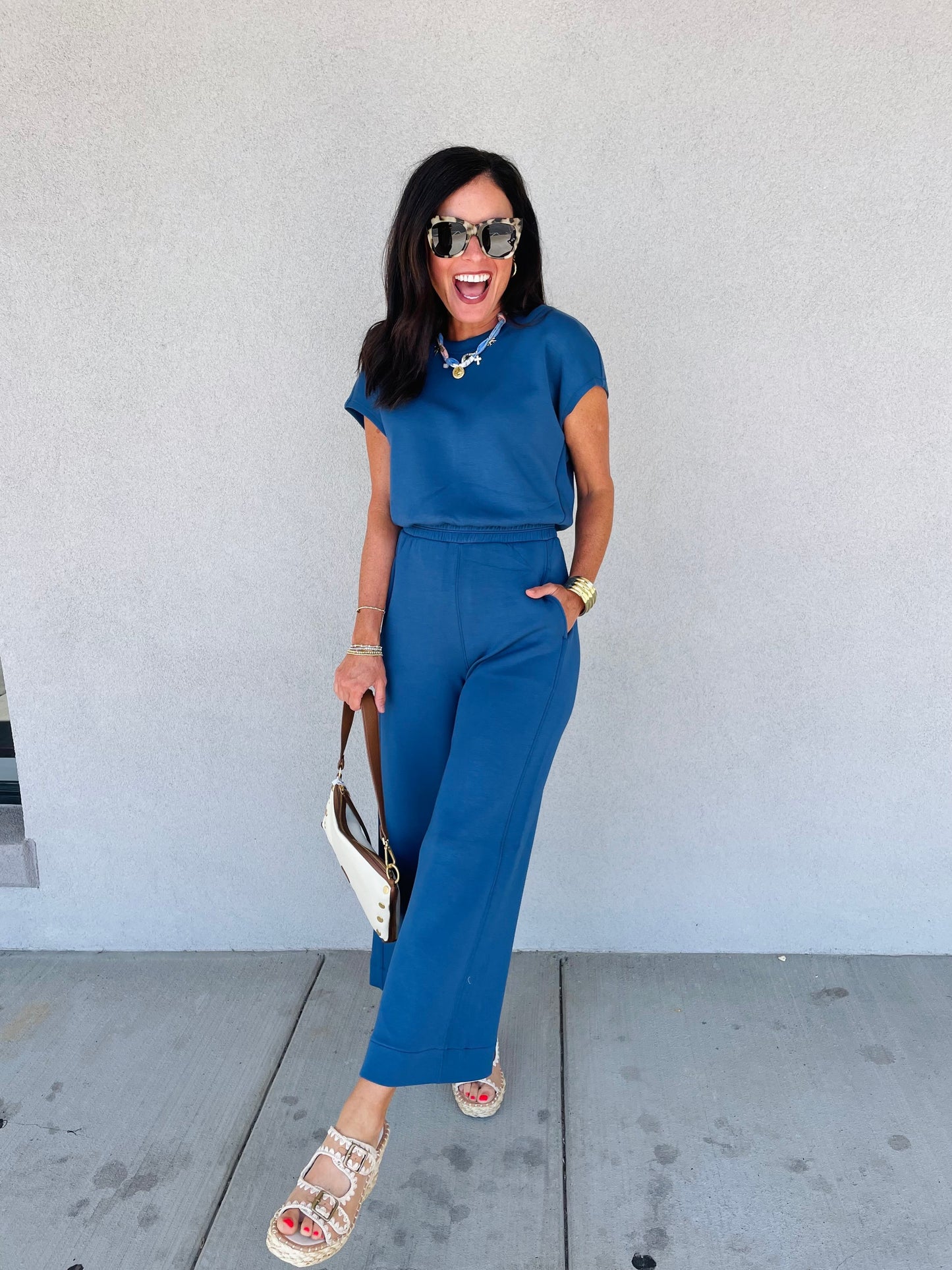AirEssentials Cinched Faded Indigo Jumpsuit