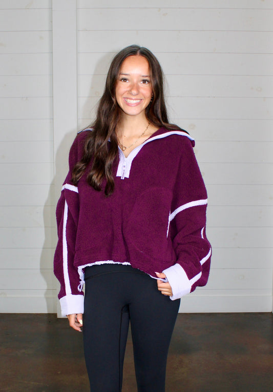 Mountain High Mid Black Cherry Combo 1/2 Zip Fleece