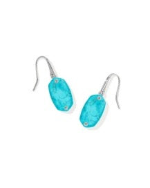 Lee Riveted Rhodium Earring in Variegated Turquoise
