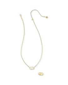 Elisa Riveted Pendant Gold Necklace in Ivory Mother of Pearl