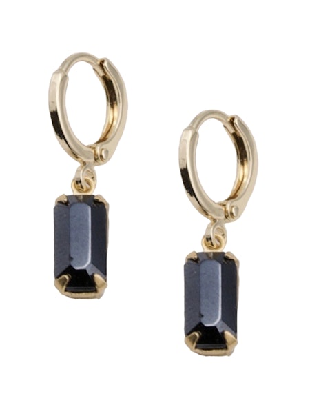 Baguette Gem Black Huggie Earrings