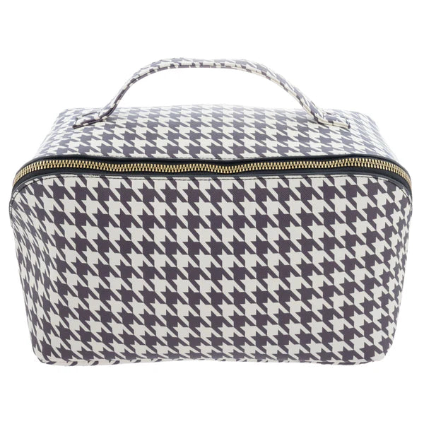 Houndstooth Jumbo Zip Cosmetic Bag