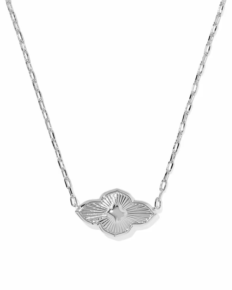 Abbie Medallion Silver Short Pendant Necklace in White Mix