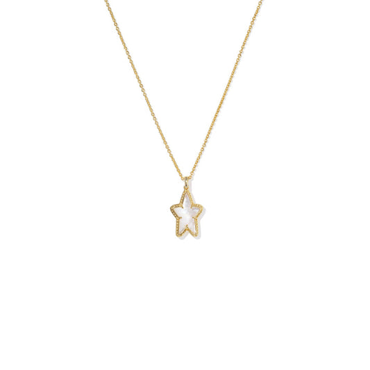 Ada Star Short Pendant Necklace in Gold Mother-of-Pearl