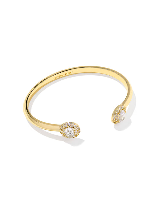 Bella Gold Cuff Bracelet in White Crystal