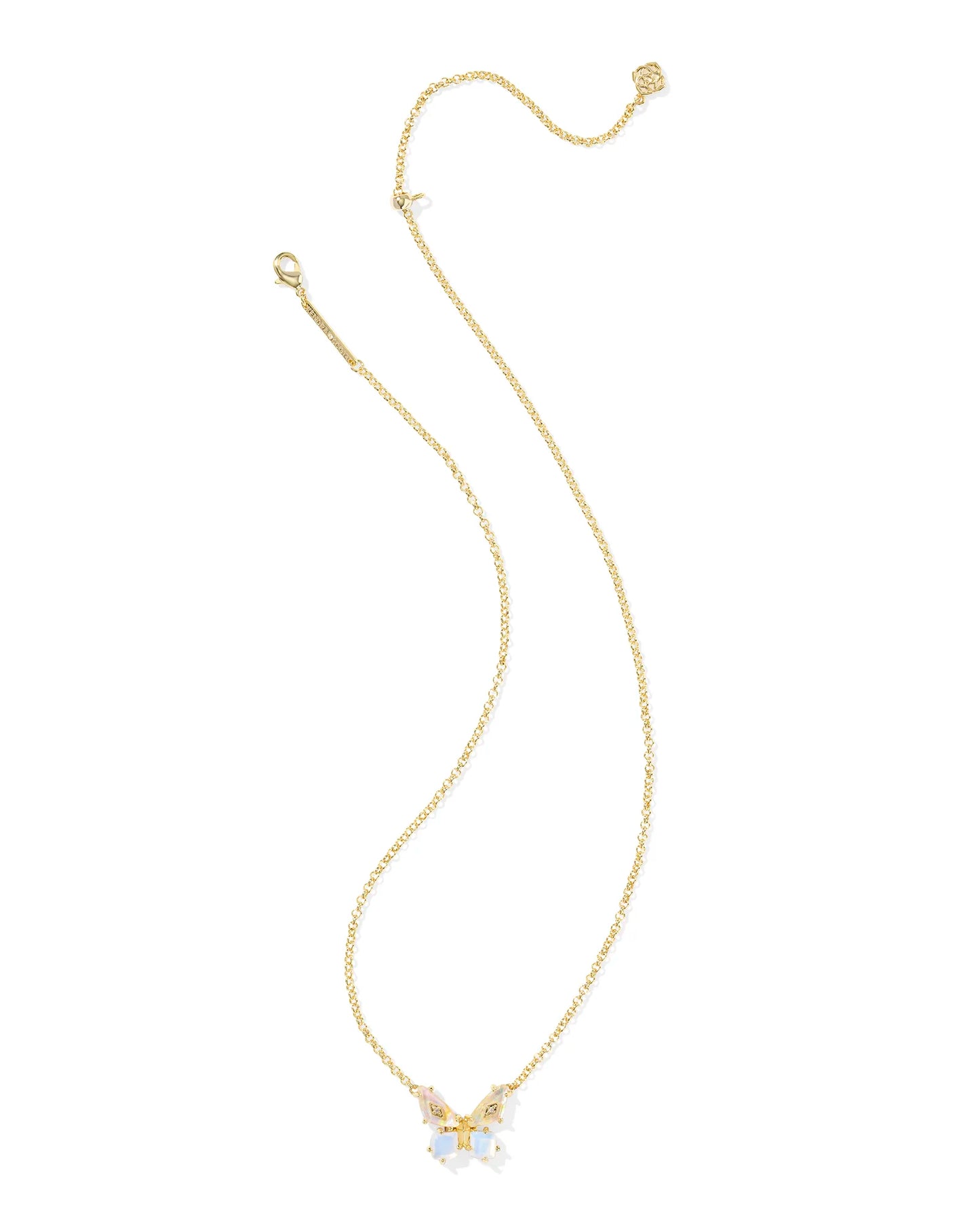 Bianca Butterfly Gold Short Pendant Necklace in White Mix