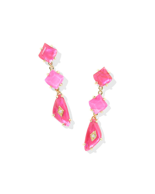 Bianca Gold Linear Earrings in Pink Mix