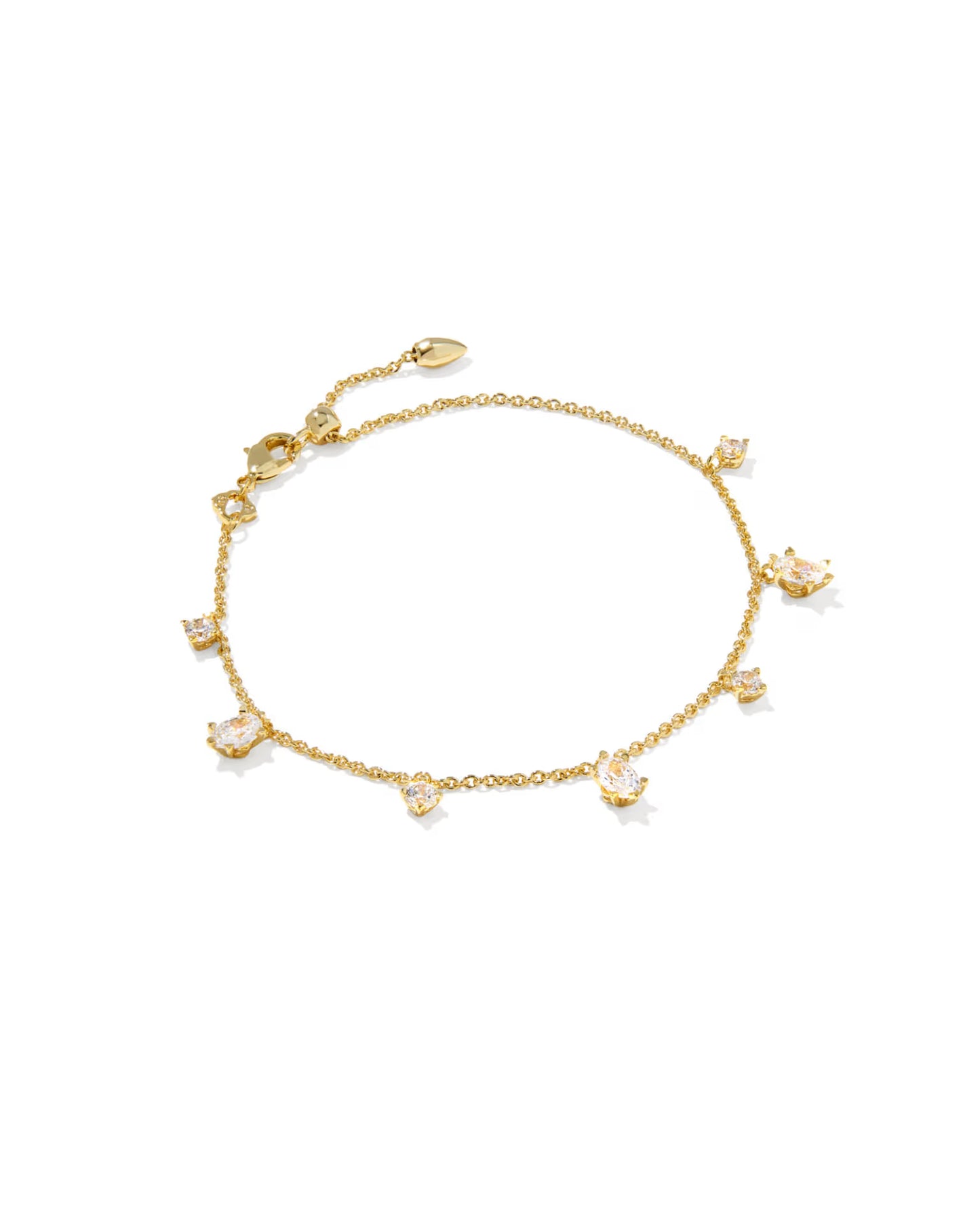 Cailin Gold Delicate Chain Bracelet in White Crystal