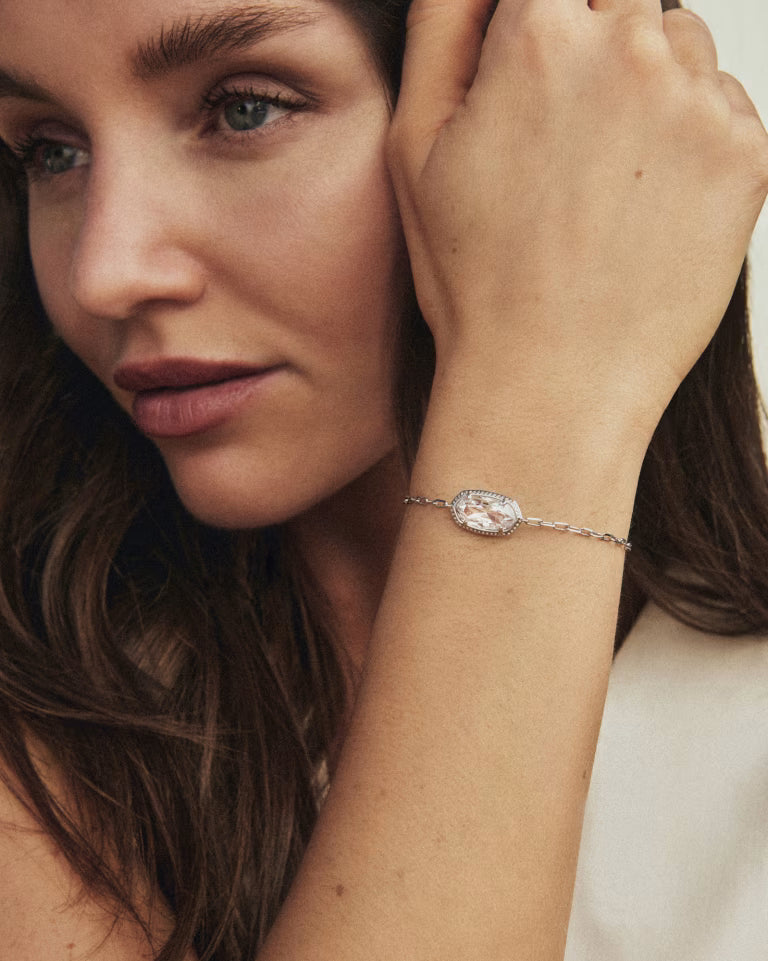 Elaina Luxe Silver Chain Bracelet in White Crystal