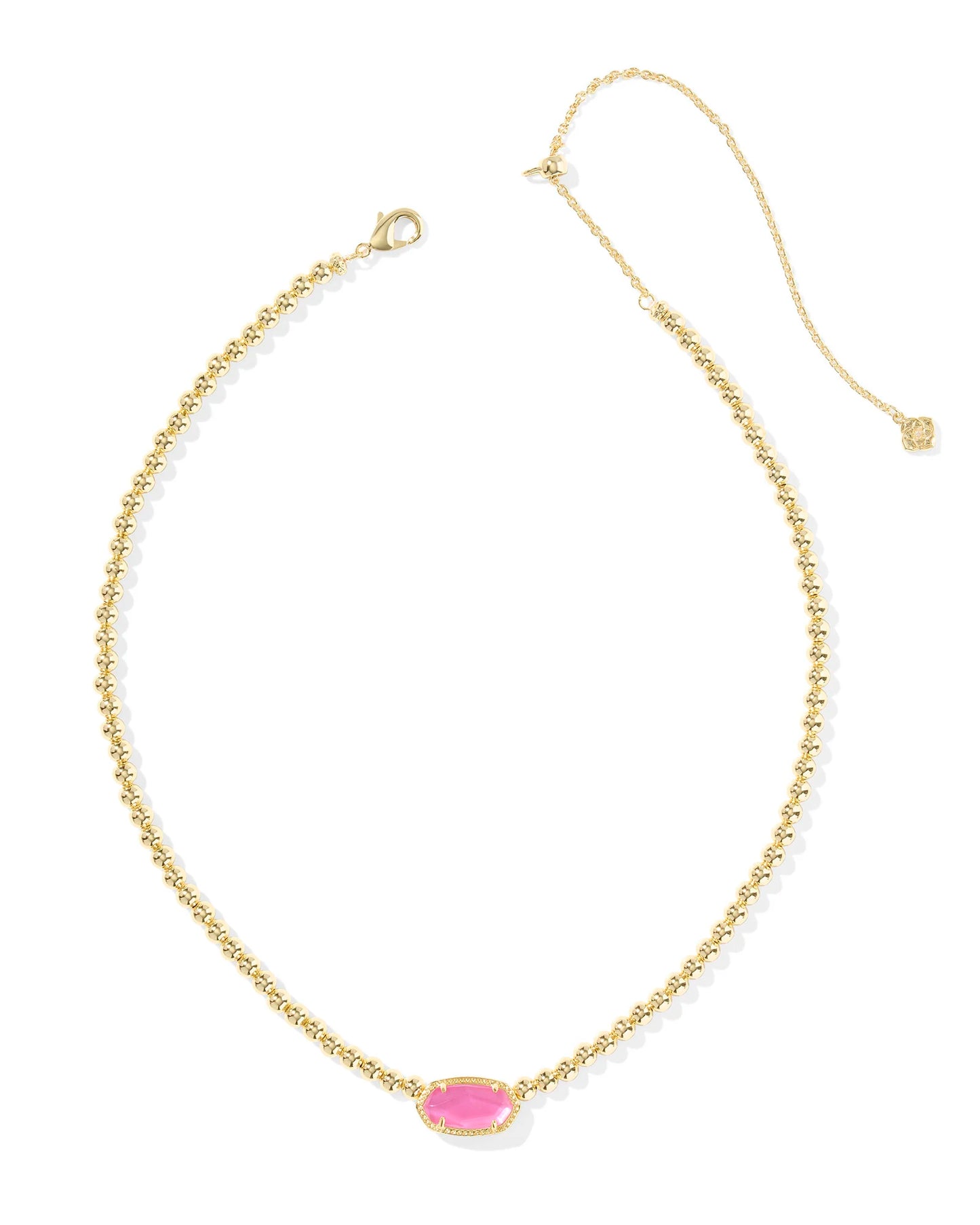 Elisa Gold Beaded Necklace in Azalea Illusion