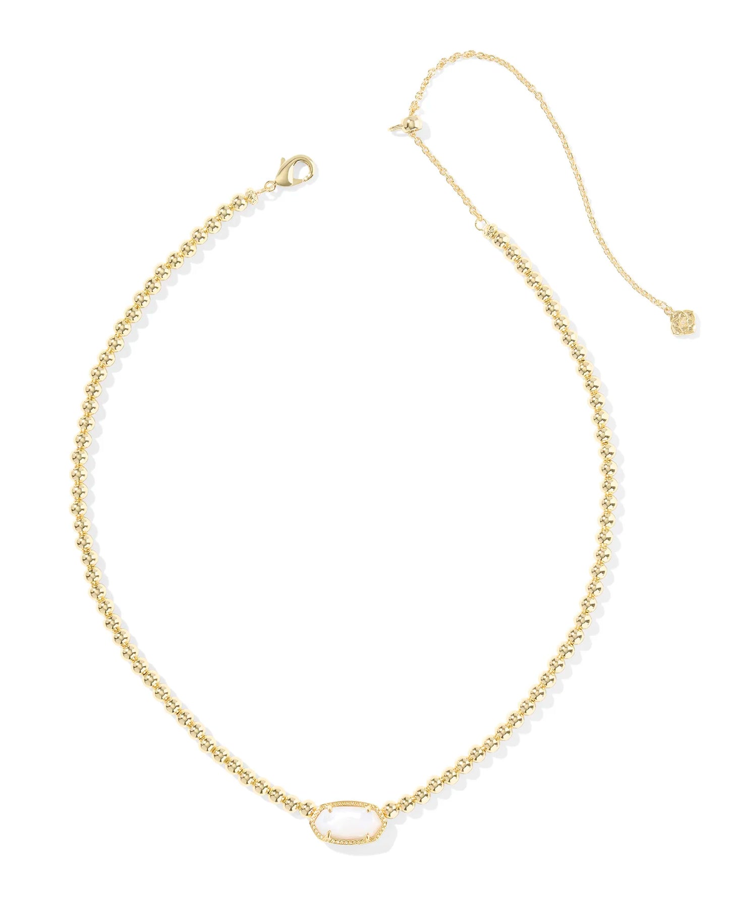 Elisa Gold Beaded Necklace in Ivory Mother-of-Pearl