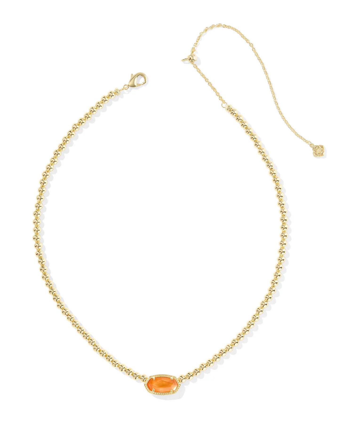 Elisa Gold Beaded Necklace in Papaya Mother-of-Pearl