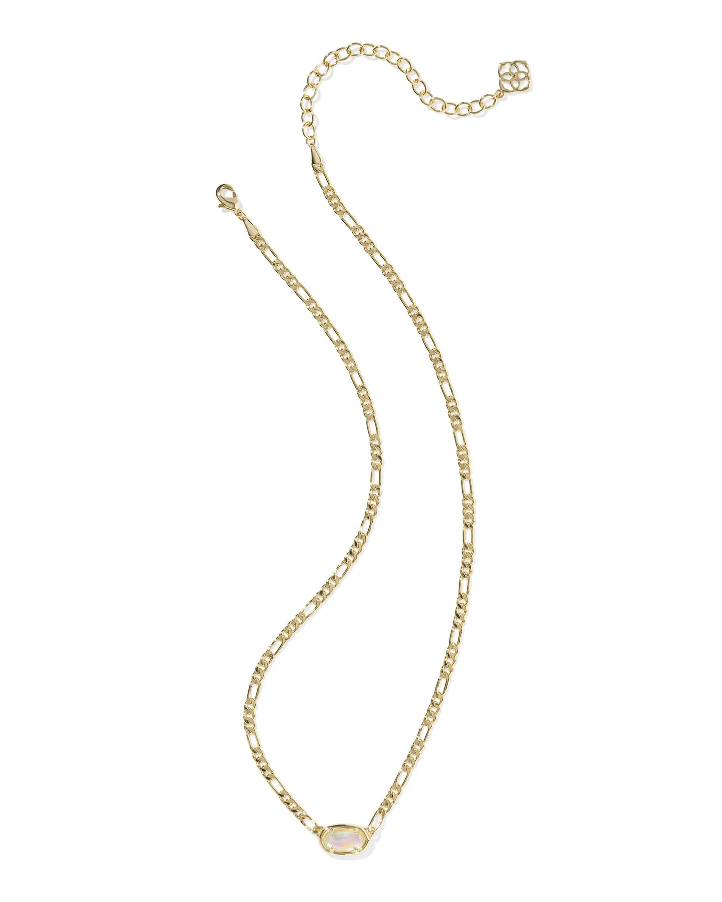 Elisa Gold Figaro Chain Short Pendant Necklace in Iridescent Abalone