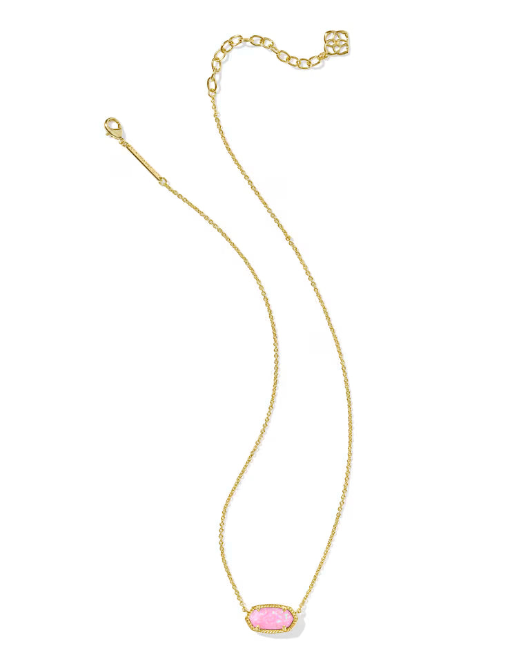Elisa Gold Short Pendant Necklace in Blush Pink Opal