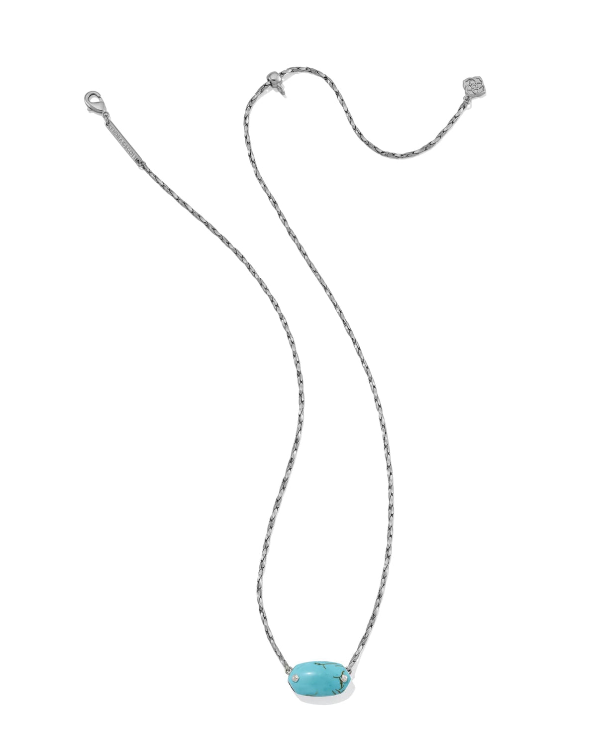 Elisa Riveted Pendant Rhodium Necklace in Variegated Turquoise