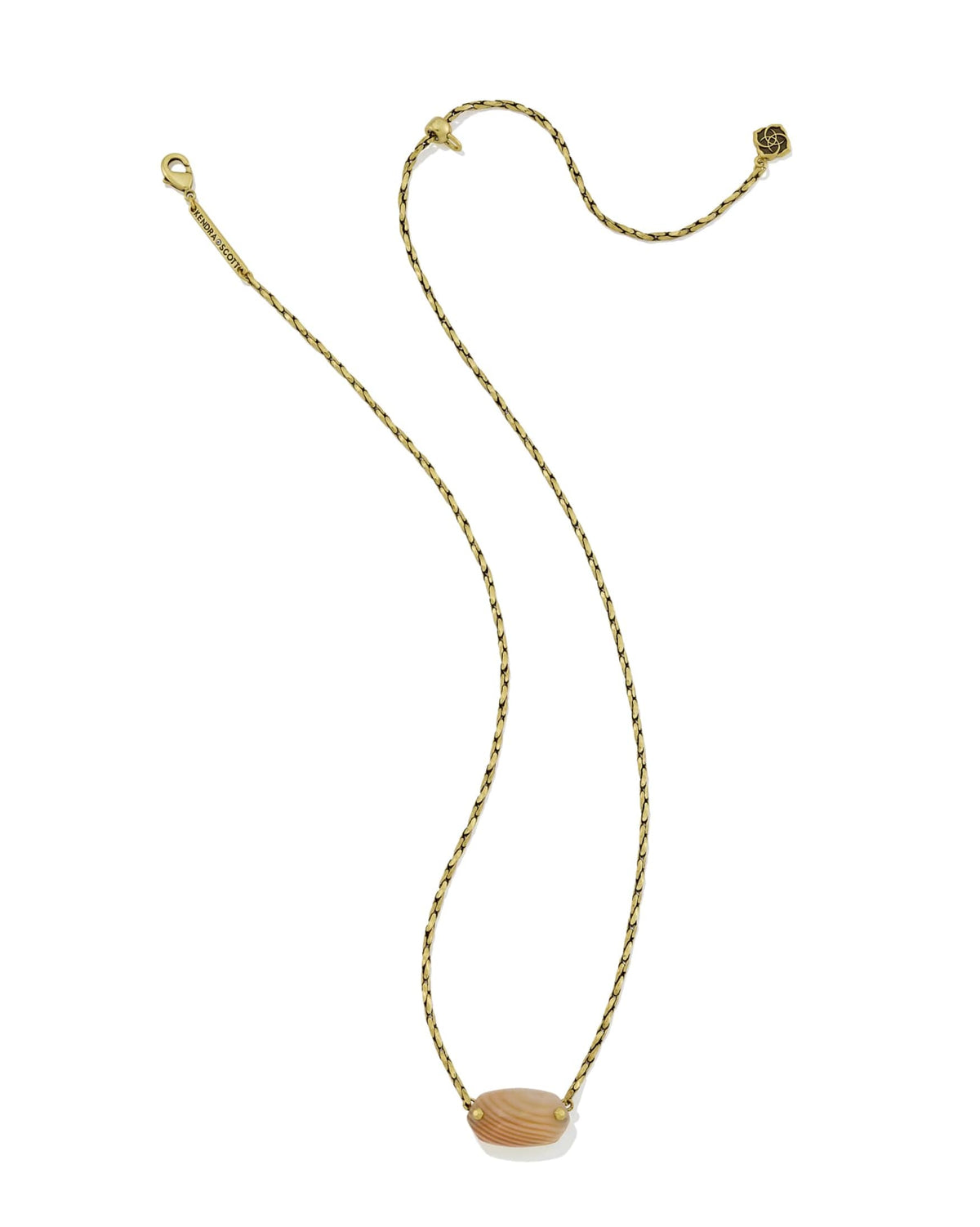 Elisa Riveted Pendant Gold Necklace in Variegated Orange Banded Agate