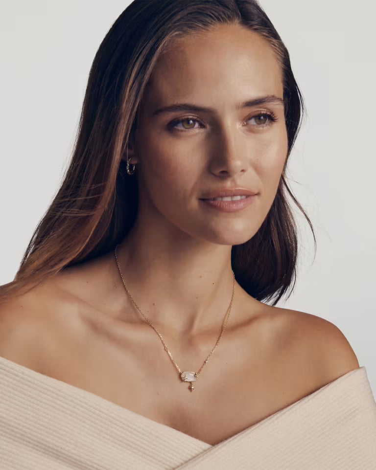 Elisa Star Gold Short Pendant Necklace in Crystal Ivory Illusion