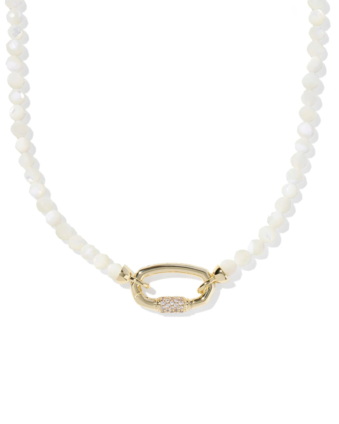 Emery Gold Beaded Strand Necklace in Ivory Mother-of-Pearl