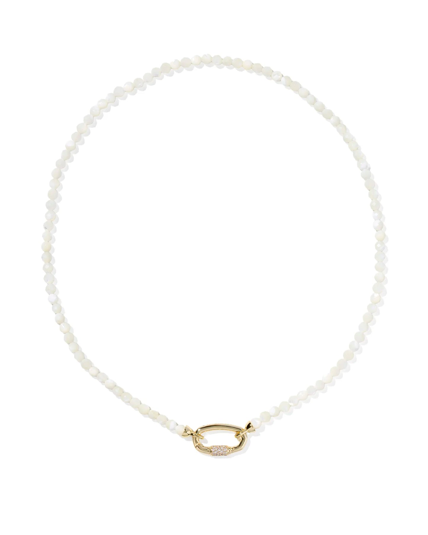 Emery Gold Beaded Strand Necklace in Ivory Mother-of-Pearl