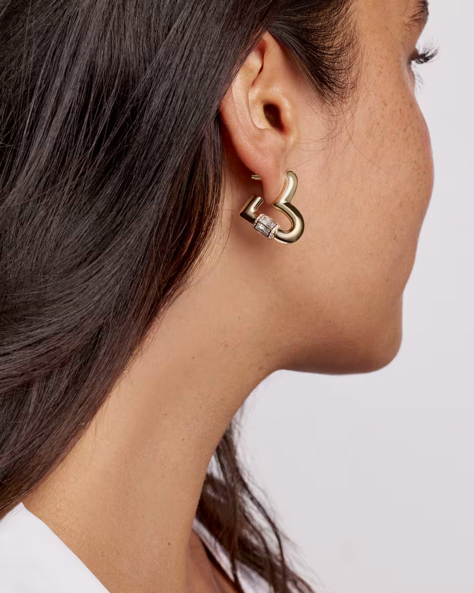 Emery Heart Gold Hoop Earrings