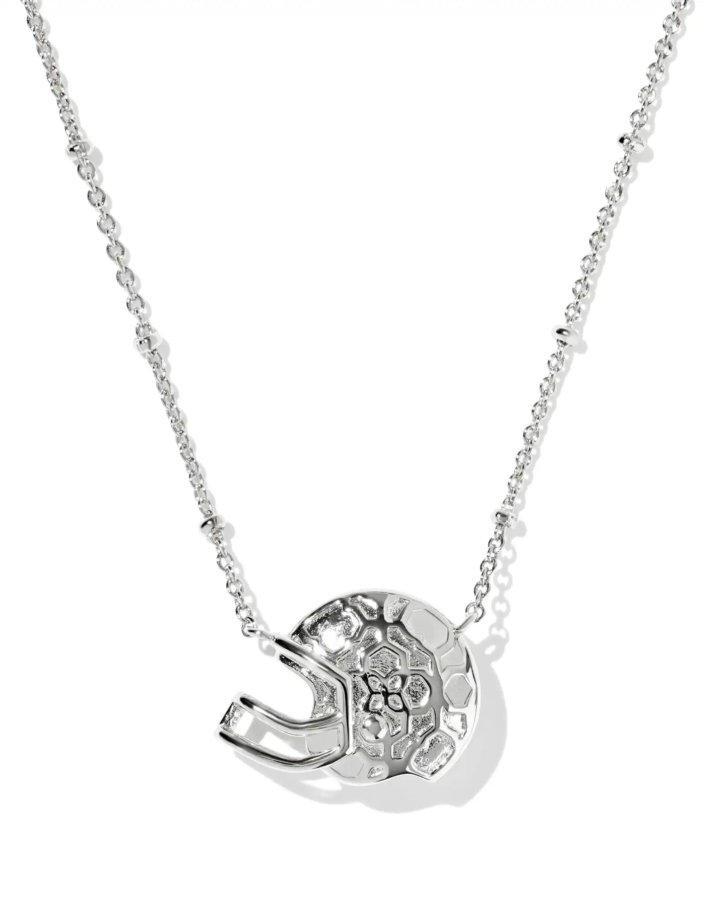 Football Helmet Silver Short Pendant Necklace