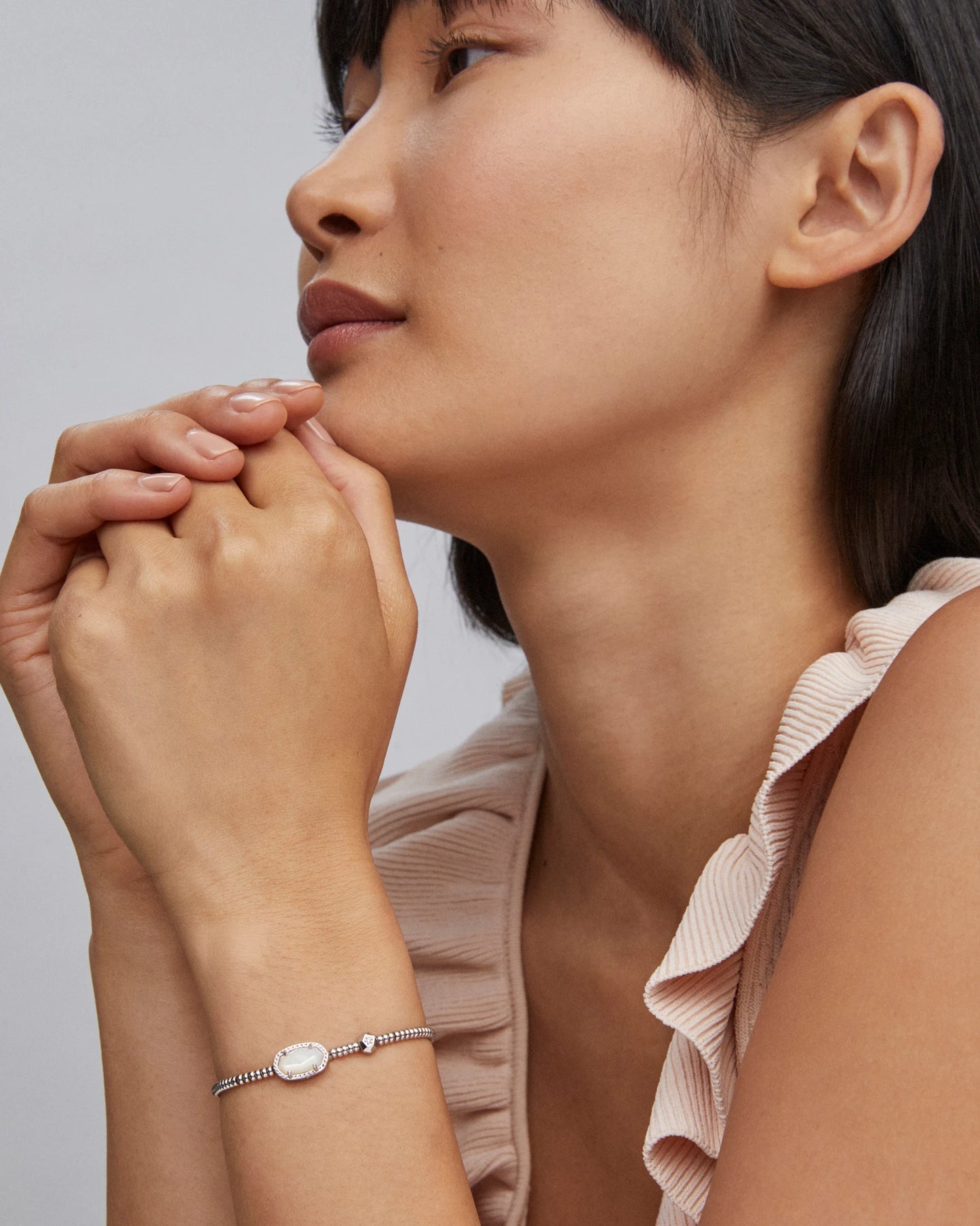 Grayson Silver Stretch Bracelet Silver Ivory Mother-in-Pearl