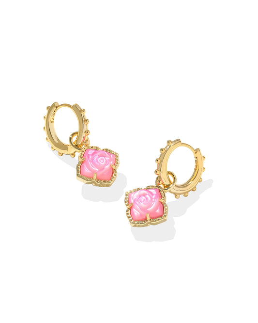 Mallory Rose Gold Huggie Earrings in Blush Ivory Mother-of-Pearl