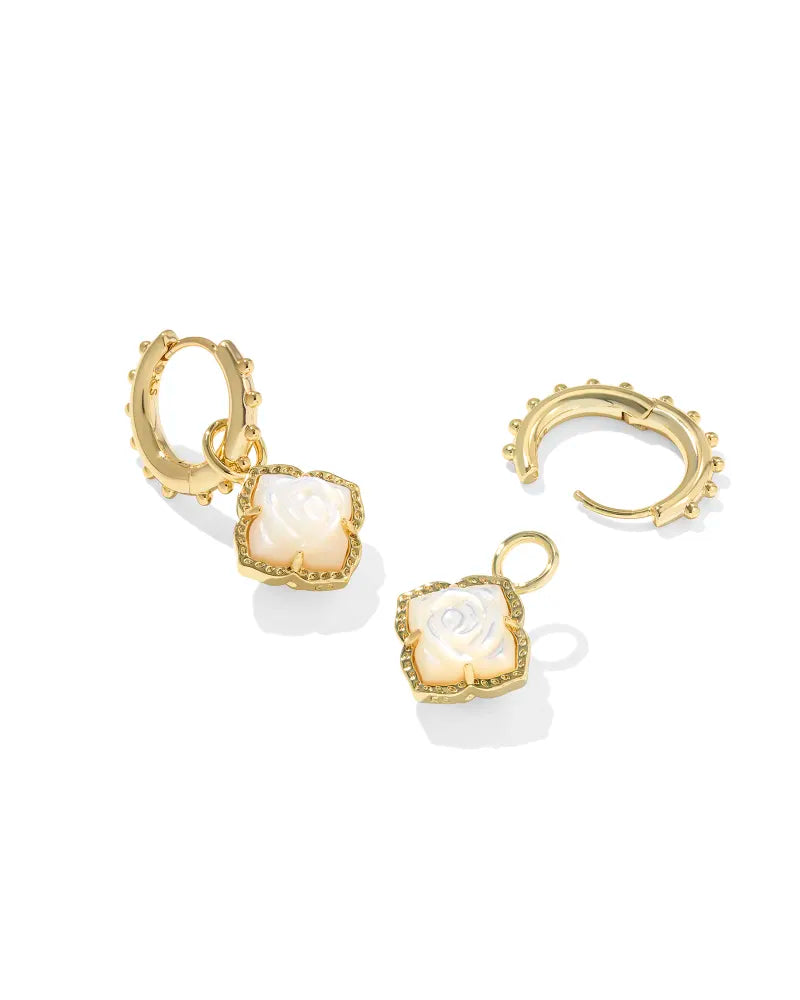 Mallory Rose Gold Huggie Earrings in Ivory Mother-of-Pearl