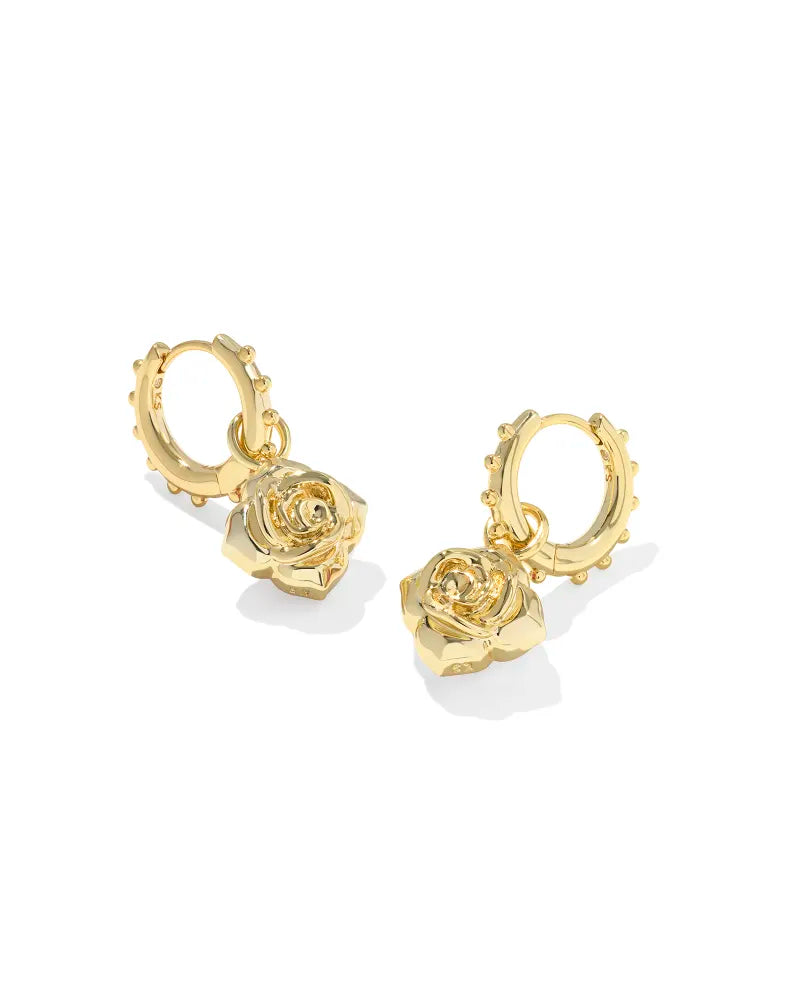 Mallory Rose Gold Huggie Earrings in Ivory Mother-of-Pearl