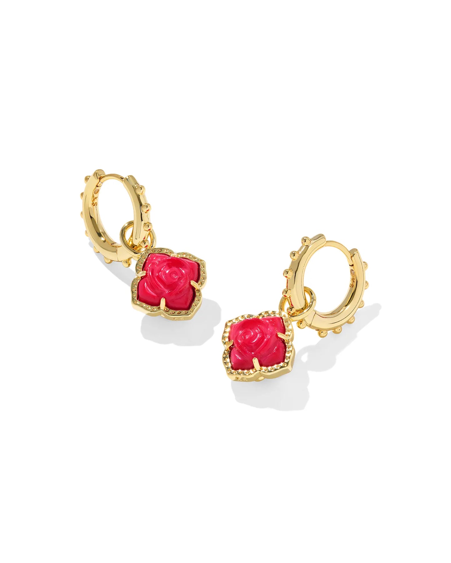 Mallory Rose Gold Huggie Earrings in Red Mother-of-Pearl