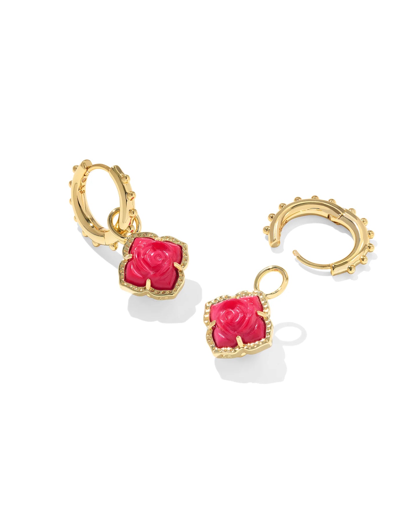 Mallory Rose Gold Huggie Earrings in Red Mother-of-Pearl